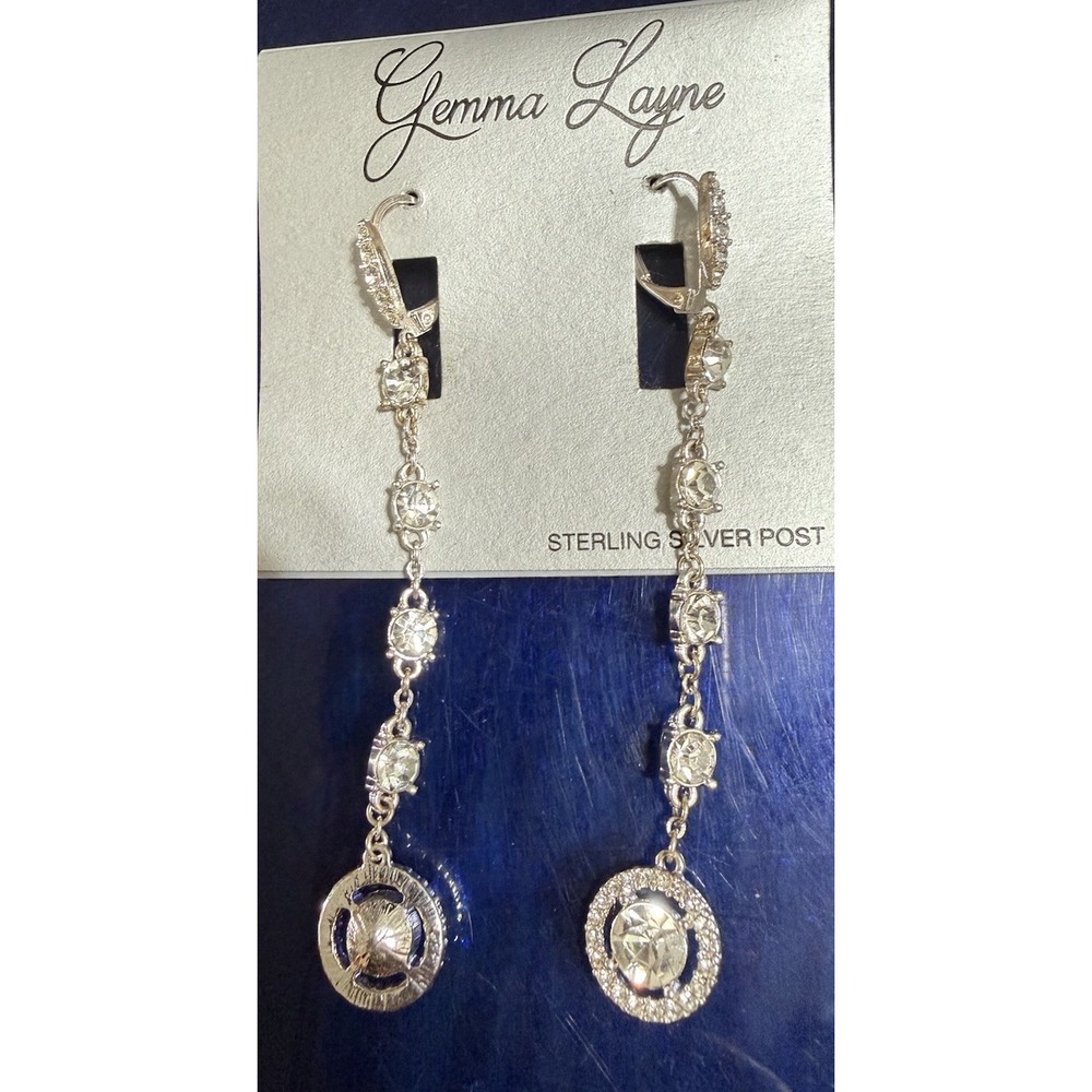 Gemma Layne Earrings Dangly Sparkles Dress Up Elegant Sterling Silver Posts
